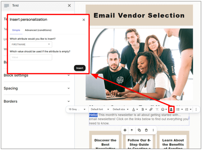 personalizing newsletters with email subscribers details