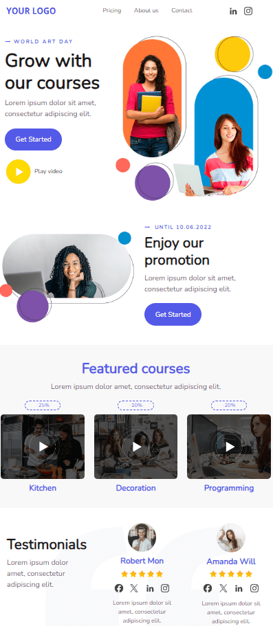 plantilla de boletín de cursos de educación