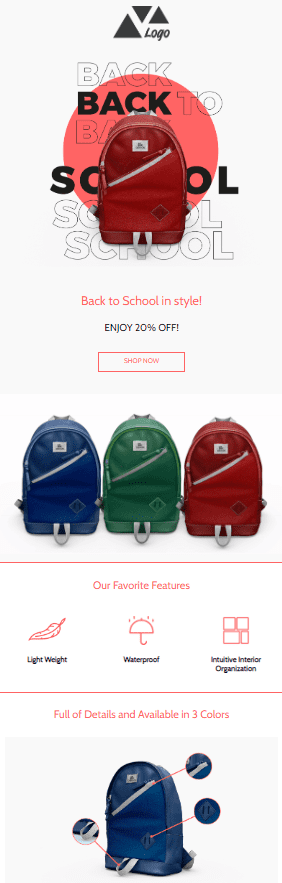 plantilla de boletín de ofertas de vuelta al cole