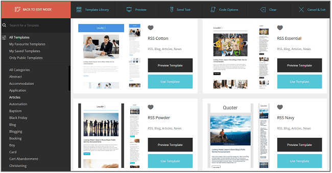 plantillas de boletines de Moosend