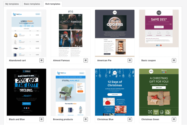 plantillas de correo electrónico responsive en MailUp