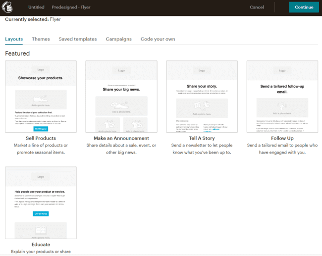 plantillas de diseño de Mailchimp