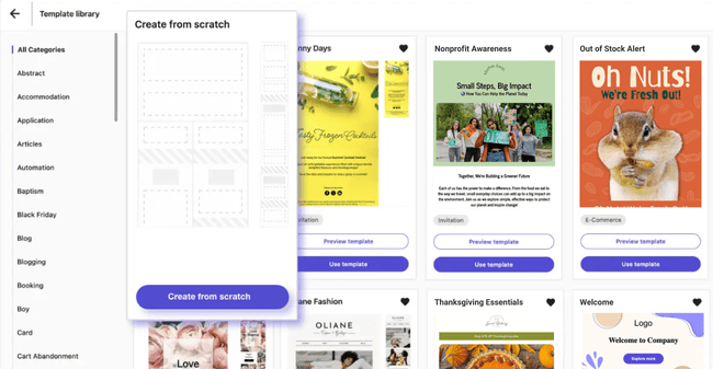 plantillas de email prediseñadas en Moosend