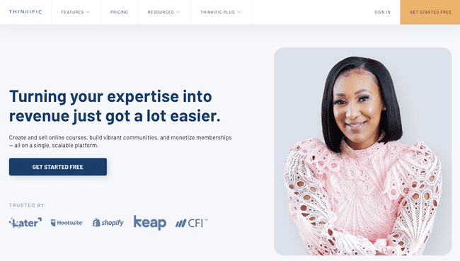 plataforma de creación de cursos online Thinkific