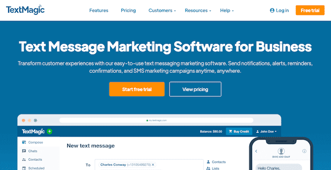 plataforma de software de marketing da TextMagic para empresas