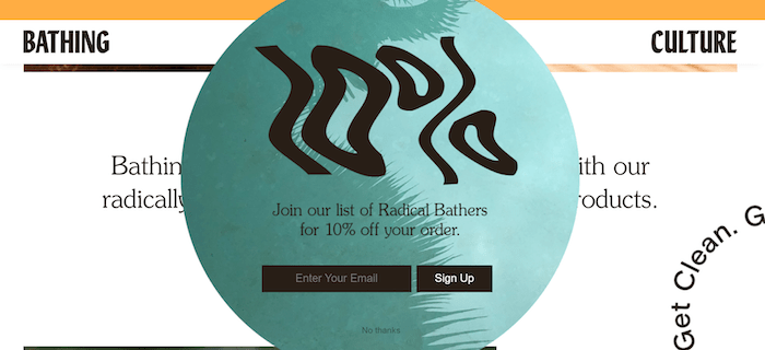 Lead gen pop up example