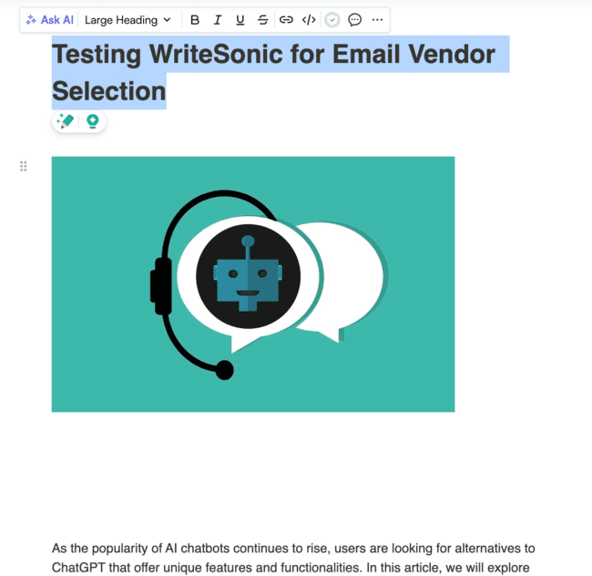 probar las funciones de WriteSonic