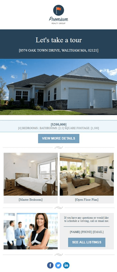 real estate single listing promotion email template