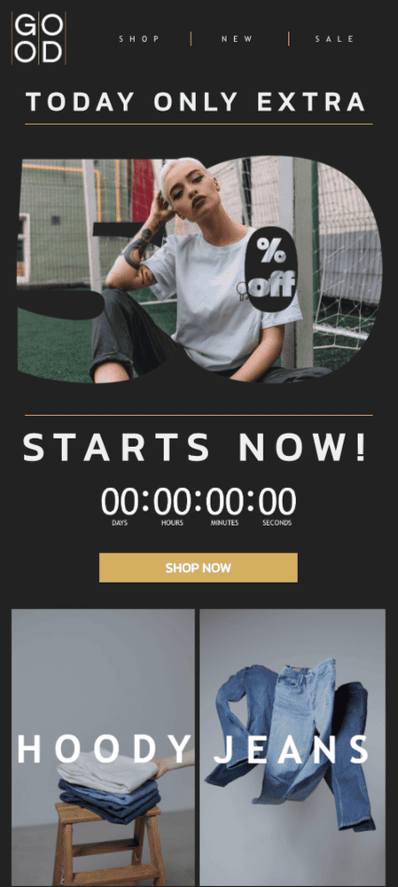 responsive email template for time-limited discounts