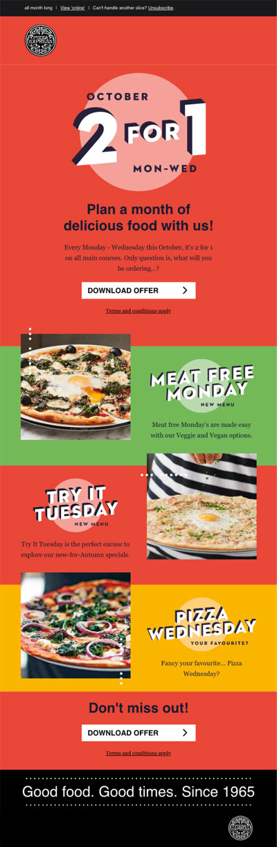 restaurant pizza express email example