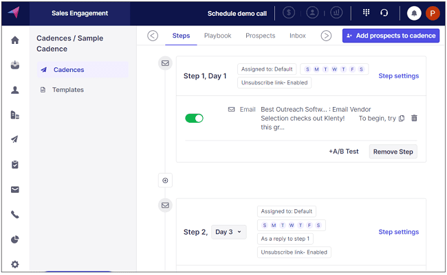 secuencia de correo electrónico Klenty