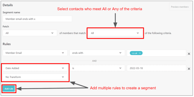 segmentación en Moosend