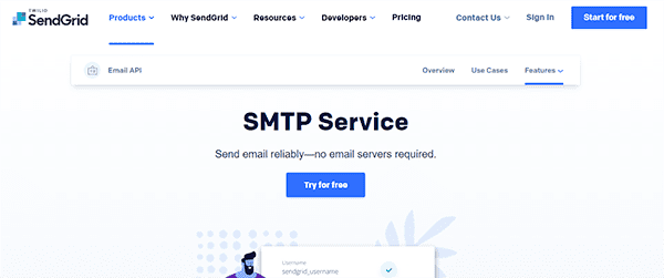 sendgrid smtp