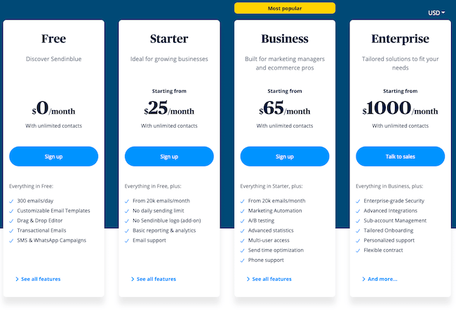 Sendinblue review pricing plans email marketing platform