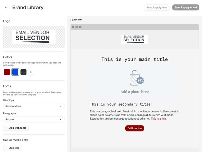 setting up brand library Brevo