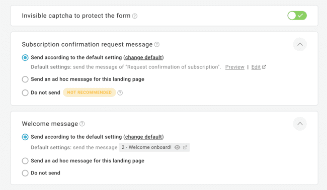 setting up subscription confirmation and welcome messages in Mailup