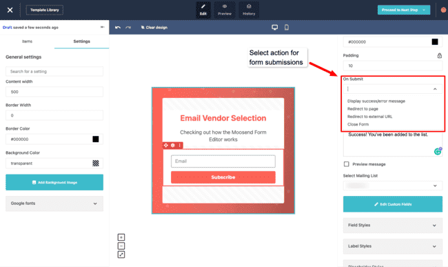 sign-up forms in Moosend