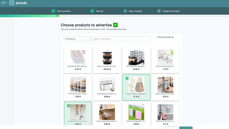 sixads product advertising dashboard