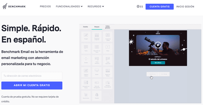software de email marketing de Benchmark para marketing de afiliación