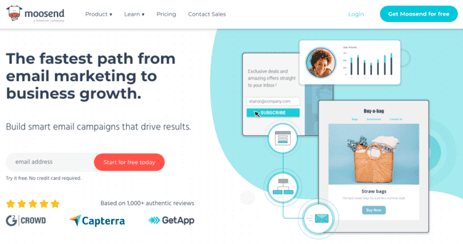 software de email marketing para marketing de afiliación Moosend