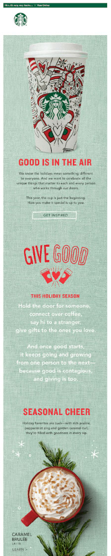 starbucks restaurant holiday email example