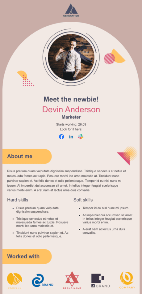 student showcase email template