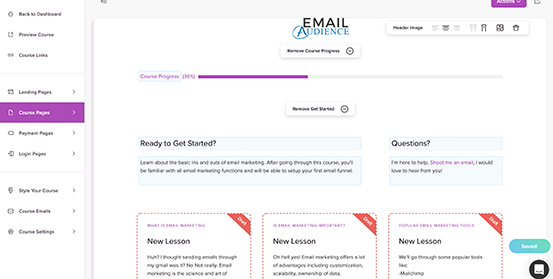 screenshot of teachery course builder page