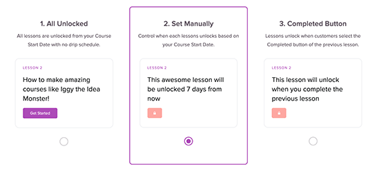 3 options for setting up drip lessons