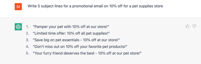 using CHATGPT to suggest email subject lines or CTAs