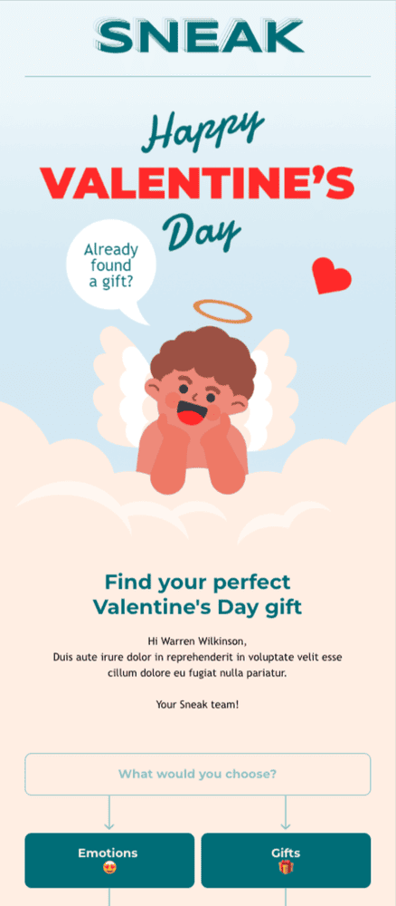 valentine's day promotional email template