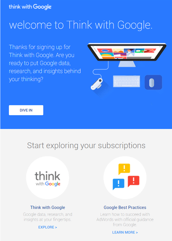 welcome email template example google