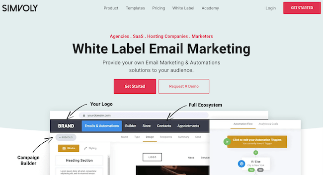 Simvoly white label email marketing funnel builder