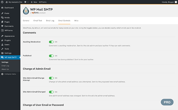 wp mail smtp dashboard